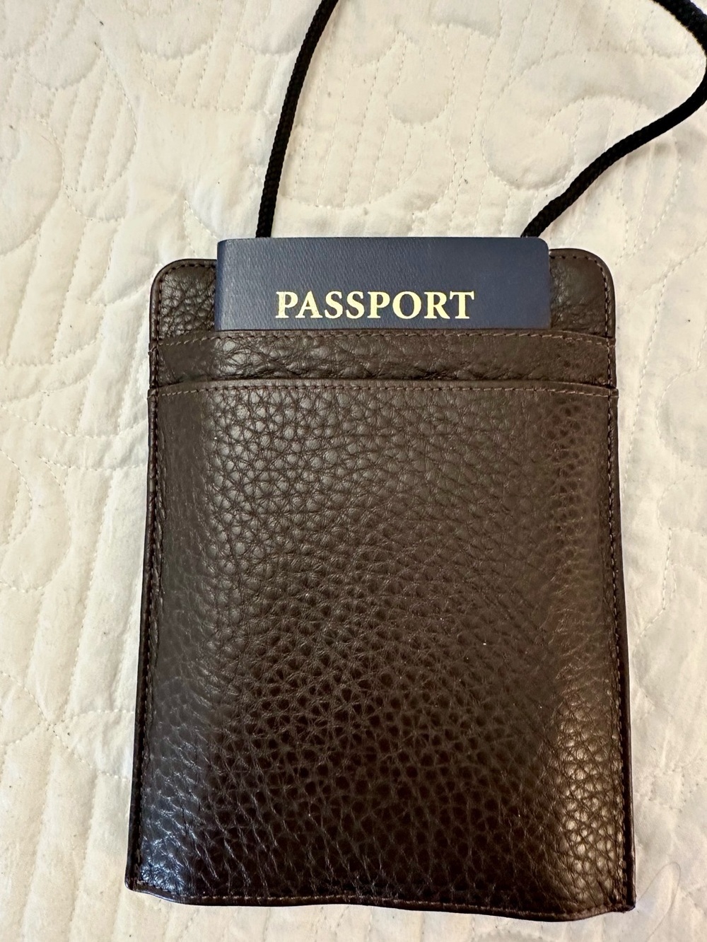 DORSA Leather Traveling Pouch for passport with wallet. Hand crafted. Brown